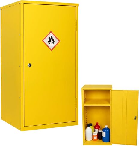 AIWFL 35.8" x 18.1" x 18.1" Flammable Storage Cabinet, Galvanized Steel Flammable Safety Cabinet with Adjustable Shelf, Hazardous Garage Cabinets for Home Industrial and Commercial Use in Kuwait