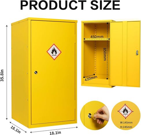 AIWFL 35.8" x 18.1" x 18.1" Flammable Storage Cabinet, Galvanized Steel Flammable Safety Cabinet with Adjustable Shelf, Hazardous Garage Cabinets for Home Industrial and Commercial Use in Kuwait