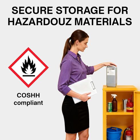 AIWFL 35.8" x 18.1" x 18.1" Flammable Storage Cabinet, Galvanized Steel Flammable Safety Cabinet with Adjustable Shelf, Hazardous Garage Cabinets for Home Industrial and Commercial Use in Kuwait