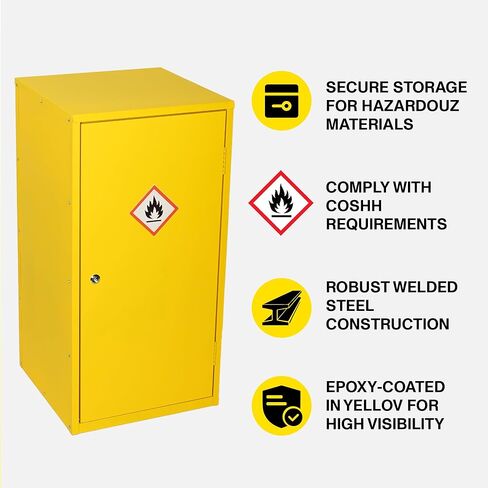 AIWFL 35.8" x 18.1" x 18.1" Flammable Storage Cabinet, Galvanized Steel Flammable Safety Cabinet with Adjustable Shelf, Hazardous Garage Cabinets for Home Industrial and Commercial Use in Kuwait