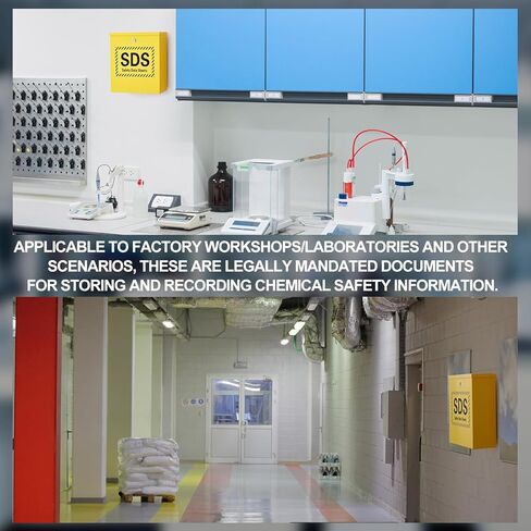 Zonon Wall Mount SDS Storage Cabinet for Safety Data Sheets, Locking Steel Binder Box for Workplace Chemical Compliance Documents, Yellow Industrial SDS Holder for Lab Factory Warehouse in Saudi Arabia