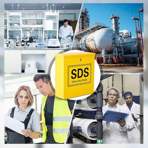 Zonon Wall Mount SDS Storage Cabinet for Safety Data Sheets, Locking Steel Binder Box for Workplace Chemical Compliance Documents, Yellow Industrial SDS Holder for Lab Factory Warehouse in Saudi Arabia