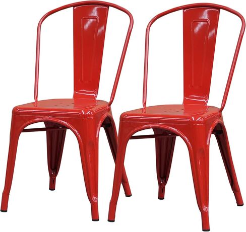 كرسي مطعم، كراسي طعام معدنية سوداء للاستخدام الداخلي والخارجي، مجموعة من 2 (32Q-209) in Kuwait