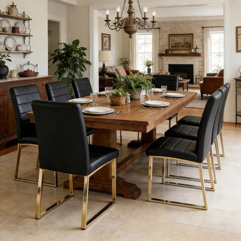 Modern Leather Dining Chairs, Set of 4 | Upholstered Padded Seats with Sturdy Metal Legs, Armless Kitchen & Dining Room Furniture for Home (White, Set of 4) in Saudi Arabia
