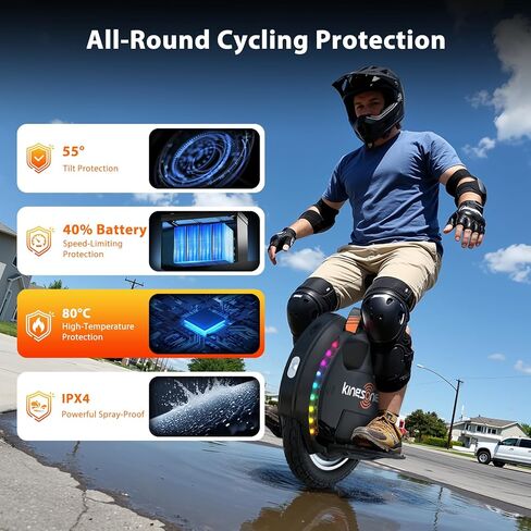 KINGSONG 14DPro Electric Unicycle for Adults, One Wheel Self Balancing Scooters for Adults, 19 MPH Top Speed & 32° Climbing, Smart Self-Balancing Commuter Scooter (Black) in Saudi Arabia