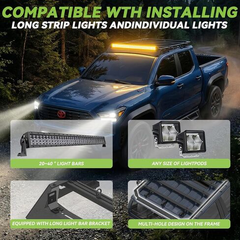 حامل سقف عالي التحمل لسيارة بيك آب تاكوما المزدوجة ذات الكابينة المزدوجة و4 أبواب لعام 2024 | متعددة الوظائف | مطلي بمسحوق مقاوم للصدأ | لا يوجد تركيب الحفر in Kuwait