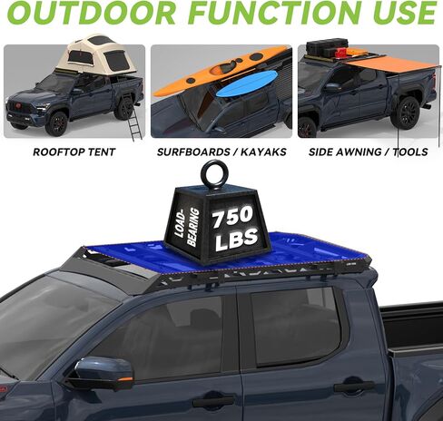 حامل سقف عالي التحمل لسيارة بيك آب تاكوما المزدوجة ذات الكابينة المزدوجة و4 أبواب لعام 2024 | متعددة الوظائف | مطلي بمسحوق مقاوم للصدأ | لا يوجد تركيب الحفر in Kuwait