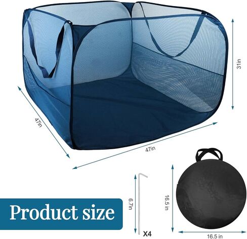 Large Pop up Pool Toy Storage Bin,47"X47"X30"Pool Float Organizer Bag with 2 Side Pockets Mesh Swimming Pool Toys Organizer with 4 Ground Nails for Inflatable Toys, Beach Ball and Pool Accessories in Saudi Arabia