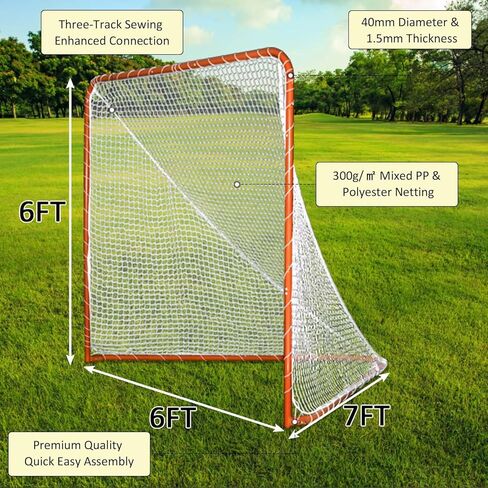 Gagalileo Lacrosse Goal Net: 6x6FT Heavy Duty Fixed Training with Durable Mesh Stable Steel Frame Backyard Field Practice for Youth Adult Players in Kuwait