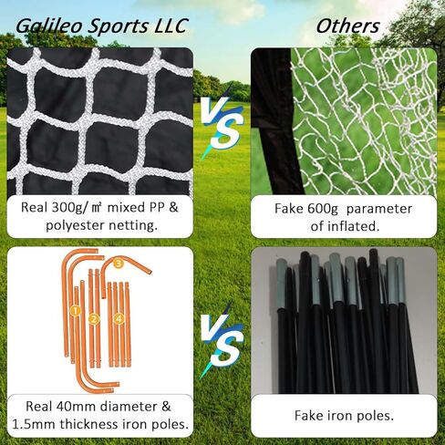 Gagalileo Lacrosse Goal Net: 6x6FT Heavy Duty Fixed Training with Durable Mesh Stable Steel Frame Backyard Field Practice for Youth Adult Players in Kuwait