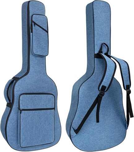 حقيبة جيتار، حقيبة جيتار صوتي مقاس 39 40 41 بوصة، حقيبة جيتار مبطنة سميكة 0.45 مع مقبض مريح وجيوب حقيبة ظهر جيتار صوتي ناعمة، أزرق in Kuwait