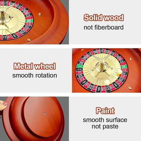 Wooden Roulette Wheel, 11 inch Solid Wood Casino Roulette Wheels for Adults, Casino Gaming Table, Roulette Game, Professional Roulette Board for Home Game Night Party in Kuwait