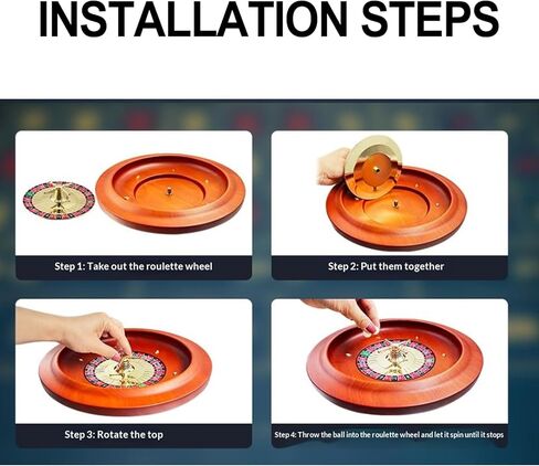 Wooden Roulette Wheel, 11 inch Solid Wood Casino Roulette Wheels for Adults, Casino Gaming Table, Roulette Game, Professional Roulette Board for Home Game Night Party in Kuwait