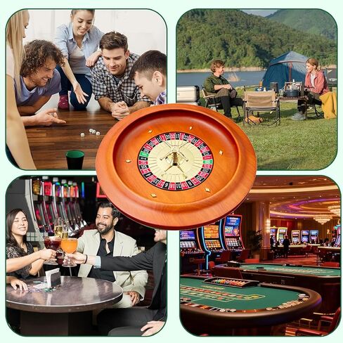 Wooden Roulette Wheel, 11 inch Solid Wood Casino Roulette Wheels for Adults, Casino Gaming Table, Roulette Game, Professional Roulette Board for Home Game Night Party in Kuwait