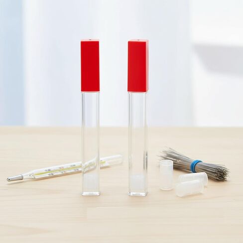 2 Pack Transparent Thermometer Storage Case - Plastic Tube Holder for Thermometers & Needles, Ideal for Home, Hospital, Clinic - Durable Thermometer Container & Needle Box in Kuwait