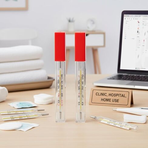 2 Pack Transparent Thermometer Storage Case - Plastic Tube Holder for Thermometers & Needles, Ideal for Home, Hospital, Clinic - Durable Thermometer Container & Needle Box in Kuwait