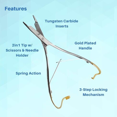 Olsen Hegar Mathieu Needle Holder | Mitten Scissor Clamps | Needle Driver with Scissors Cutting Edges | 6.5 inches with Tungsten Carbide in Saudi Arabia