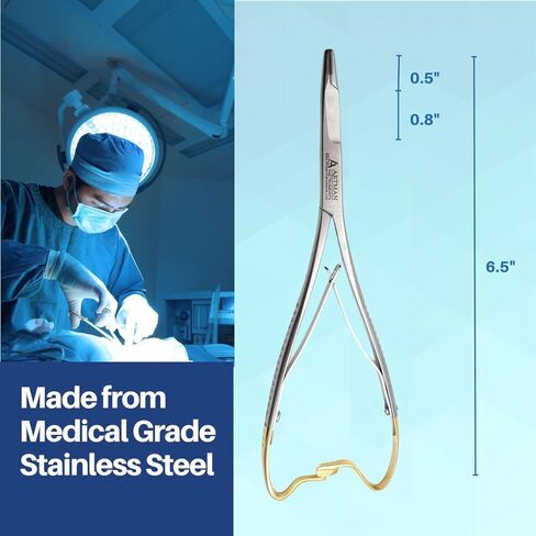 Olsen Hegar Mathieu Needle Holder | Mitten Scissor Clamps | Needle Driver with Scissors Cutting Edges | 6.5 inches with Tungsten Carbide in Saudi Arabia