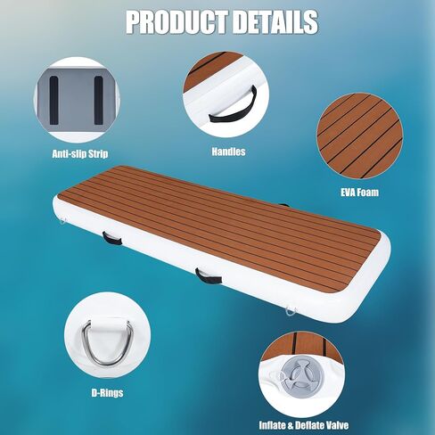 ممر قابل للنفخ لليخوت والقوارب، عرض إضافي وممر رصيف متين مع سطح غير قابل للانزلاق، منصة عائمة قابلة للحمل وموفرة للمساحة تربط اليخوت والأرصفة، 79 بوصة * 26 بوصة * 6 بوصة in Kuwait