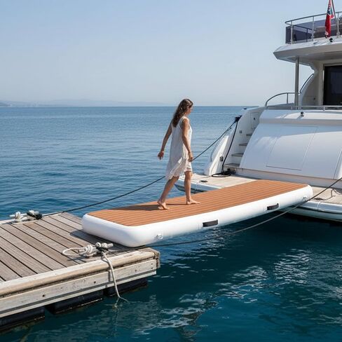 ممر قابل للنفخ لليخوت والقوارب، عرض إضافي وممر رصيف متين مع سطح غير قابل للانزلاق، منصة عائمة قابلة للحمل وموفرة للمساحة تربط اليخوت والأرصفة، 79 بوصة * 26 بوصة * 6 بوصة in Kuwait