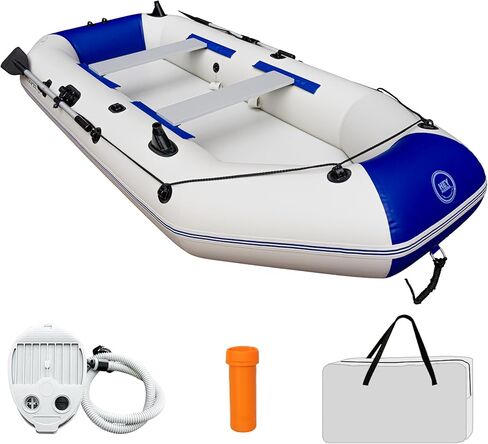 10FT Inflatable Fishing Boat for Adults with Drop-Stitch Floor 3–4 Persons PVC Inflatable Boat with Fishing Rod Holders, Ready for Fishing Tender or Recreation USCG Approved in Kuwait
