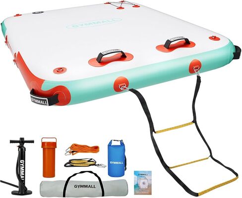 منصة قفص الاتهام العائمة القابلة للنفخ، 5FT/ 6FT/ 8FT/ 10FT/ 12FT منصة قاعدة هوائية طوف جزيرة عائمة مع سطح غير قابل للانزلاق، حصيرة حوض عائمة للمياه بسمك 6 بوصات لحمام السباحة، بحيرة الشاطئ، المحيط in Kuwait