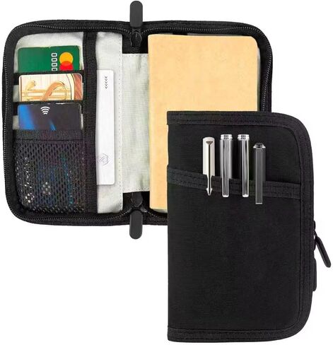 ملاحظات ميدانية غلاف دفاتر الدفاتر لـ 3.5 × 5.5 بوصة أغطية جيب الجيب مع حامل قلم سحاب ، مخطط دفتر اليومية المقاوم للماء ، محفظة قماشية شمعية (Army Green) in Kuwait