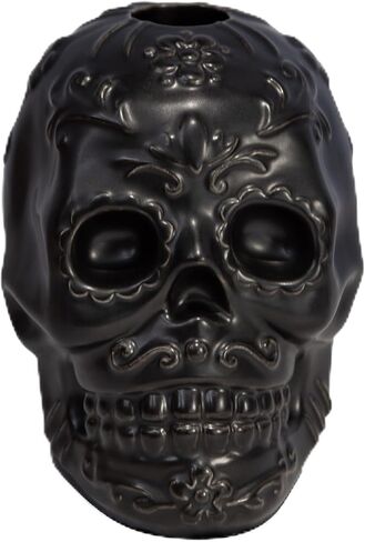 Luminara Day of The Dead Skull - Fits 1" W LED Candlestick/Taper Candles (Sold Separately) - 3.75" x 4.25" - for Halloween or Dia de Los Muertos Ofrenda - Black in Kuwait