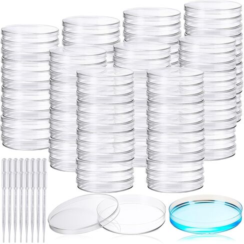 100 Pack Plastic Petri Dishes with Lids 90 x 15 mm Clear Sterile Container with 100 Pcs 3 ml Plastic Transfer Pipettes for Lab School Projects Plant Cultivation in Saudi Arabia