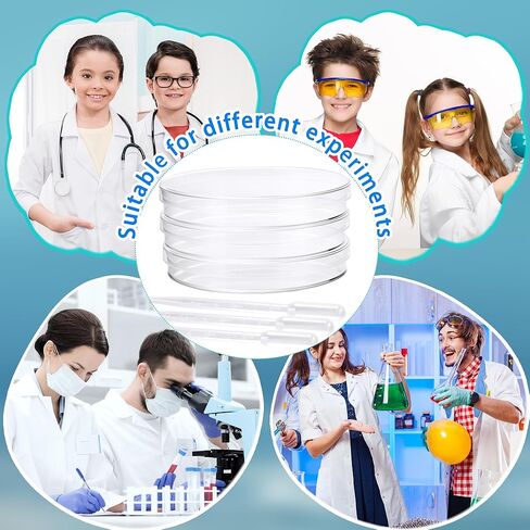 100 Pack Plastic Petri Dishes with Lids 90 x 15 mm Clear Sterile Container with 100 Pcs 3 ml Plastic Transfer Pipettes for Lab School Projects Plant Cultivation in Saudi Arabia