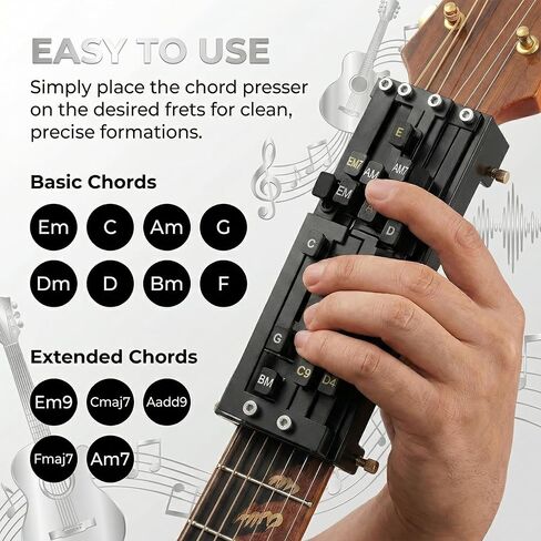 Guitar Chord Trainer & Presser Tool - Portable Practice Buddy for Beginner Adults, Acoustic Electric Guitar Learning Helper with Clip-On System in Kuwait