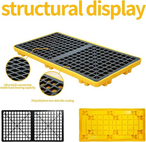 2 طبلة وحدات لاحتواء الانسكابات | سعة 2000 رطل | صينية صناعية قابلة للتكديس مانعة للتسرب | 48 بوصة × 24 بوصة × 4 بوصة in Kuwait