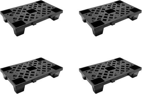8 Pack Plastic Pallets, 19.7" x 11.8" x 3.9" Lightweight Nestable & Stackable Pallets, Black Interlocking Floor Tiles for Storage, Ventilated Design for Garage, Warehouse, Basement in Saudi Arabia