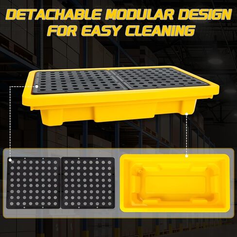 2 طبلة لاحتواء الانسكابات مع تصريف، منصة مانعة للتسرب للجراج، الطابق السفلي، التخزين الصناعي (عبوة واحدة، 26 بوصة × 14 بوصة × 4.7 بوصة، سعة تحميل 176 رطل، مستنقع 5.3 جالون) in Kuwait