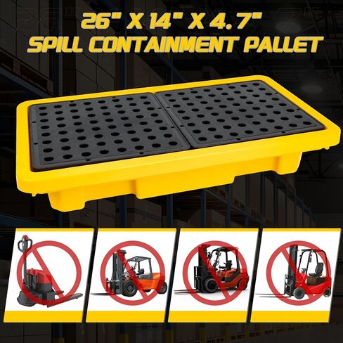 2 طبلة لاحتواء الانسكابات مع تصريف، منصة مانعة للتسرب للجراج، الطابق السفلي، التخزين الصناعي (عبوة واحدة، 26 بوصة × 14 بوصة × 4.7 بوصة، سعة تحميل 176 رطل، مستنقع 5.3 جالون) in Kuwait