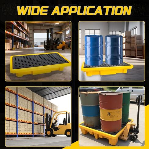 2 طبلة لاحتواء الانسكابات مع تصريف، منصة مانعة للتسرب للجراج، الطابق السفلي، التخزين الصناعي (عبوة واحدة، 26 بوصة × 14 بوصة × 4.7 بوصة، سعة تحميل 176 رطل، مستنقع 5.3 جالون) in Kuwait