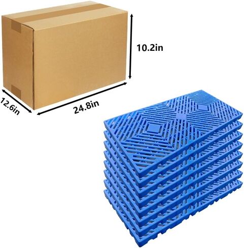 منصات بلاستيكية 8 قطع - 23.6 بوصة × 11.8 بوصة × 1.18 بوصة، وسادات تخزين مقاومة للماء خفيفة الوزن، للاستخدام الداخلي/الخارجي للمطبخ، والطابق السفلي، والمرآب، والمستودع، والاستخدام الصناعي in Kuwait