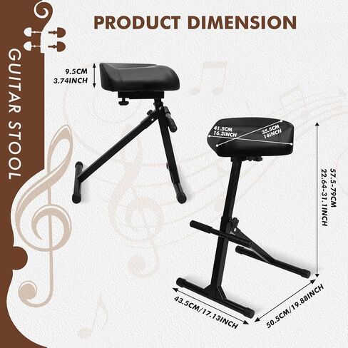 Pro Guitar Stool, Height Adjustable Saddle Seat, Musician Stool Guitarist Throne Guitar Chair, Black in Kuwait