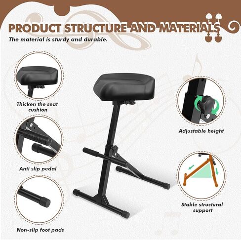 Pro Guitar Stool, Height Adjustable Saddle Seat, Musician Stool Guitarist Throne Guitar Chair, Black in Kuwait
