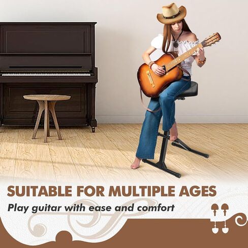 Pro Guitar Stool, Height Adjustable Saddle Seat, Musician Stool Guitarist Throne Guitar Chair, Black in Kuwait