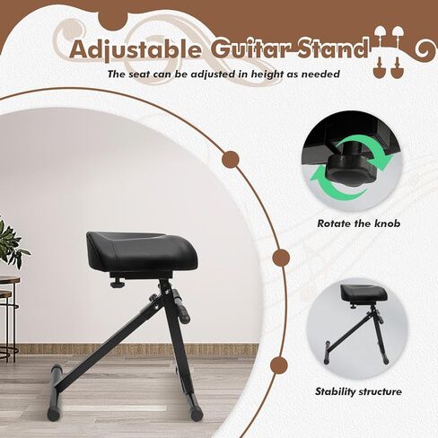 Pro Guitar Stool, Height Adjustable Saddle Seat, Musician Stool Guitarist Throne Guitar Chair, Black in Kuwait