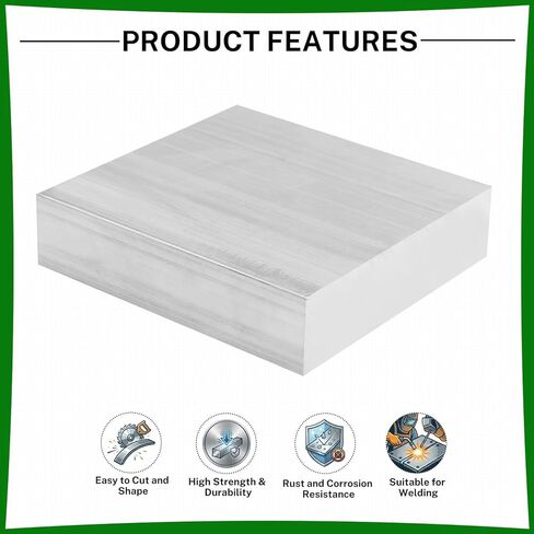 6061 Aluminum Flat Bar, 1" Thickness X 2" Width X 4" Length Aluminum Flat Plate, Solid Aluminum Bar for Crafting, Industrial Building in Kuwait