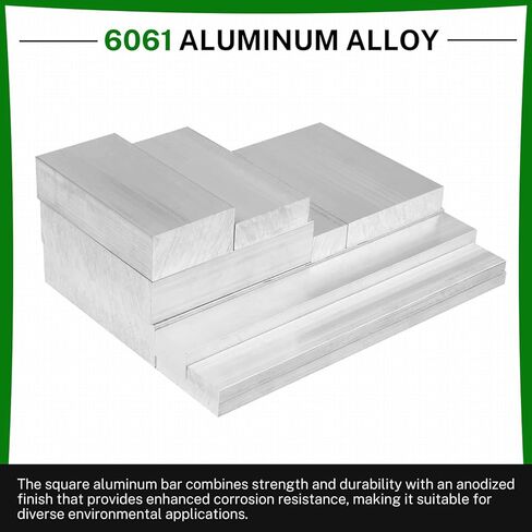 6061 Aluminum Flat Bar, 1" Thickness X 2" Width X 4" Length Aluminum Flat Plate, Solid Aluminum Bar for Crafting, Industrial Building in Kuwait
