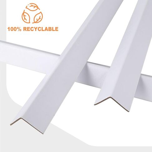 واقي حواف من الورق المقوى مقاس 2 بوصة × 2 بوصة × 48 بوصة، حزمة مكونة من 50 قطعة - واقيات زوايا من الورق المقوى للشحن واقيات زوايا البليت البيضاء على شكل حرف V in Kuwait