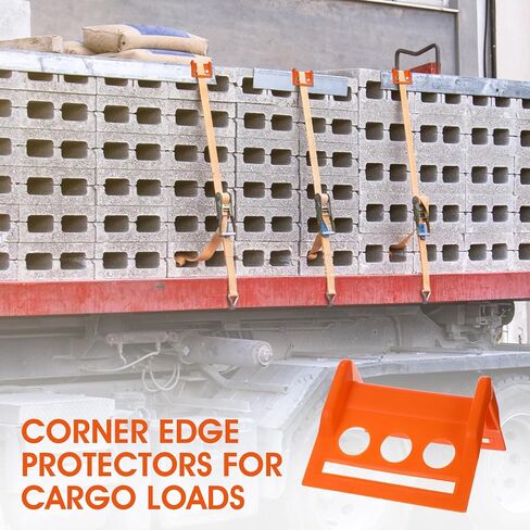 20 Packs Flatbed Edge Protectors, Corner Protectors, Cargo Loads, Tie Down Protector for 4 Inch Straps, Protects Cargo Edges Winch Ratchet Straps Plastics Contruction Protector Orange in Kuwait