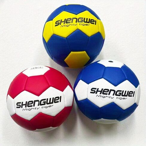 كرة يد Shengwei Mighty Tiger، أزرق وأصفر، مقاس 3، جلد صناعي مخيط آليًا، كرة المباراة الرسمية in Kuwait