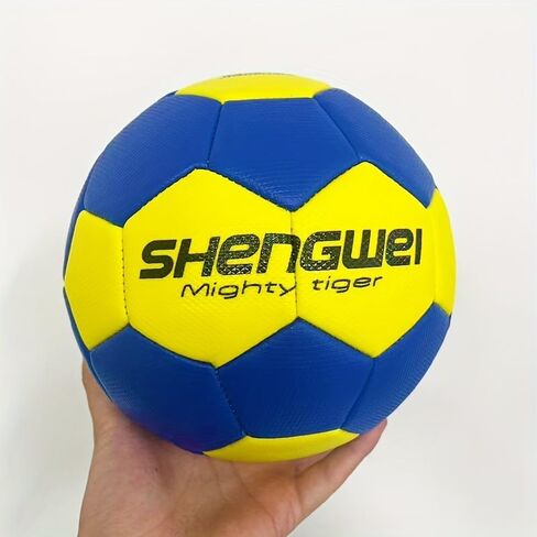 كرة يد Shengwei Mighty Tiger، أزرق وأصفر، مقاس 3، جلد صناعي مخيط آليًا، كرة المباراة الرسمية in Kuwait