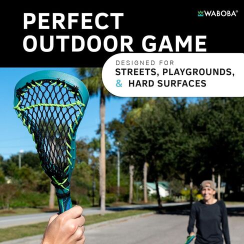 Waboba Mini Lacrosse Sticks - 17" Outdoor Practice Starter Set for Kids & Teens - Catch Game for Backyard or Beach - Includes 2 Sticks & 1 Moon Ball in Saudi Arabia