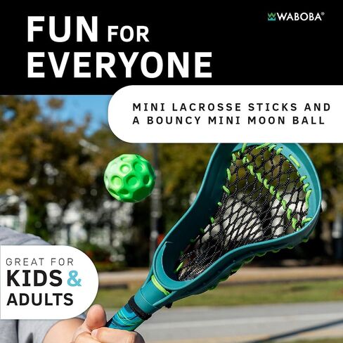 Waboba Mini Lacrosse Sticks - 17" Outdoor Practice Starter Set for Kids & Teens - Catch Game for Backyard or Beach - Includes 2 Sticks & 1 Moon Ball in Saudi Arabia
