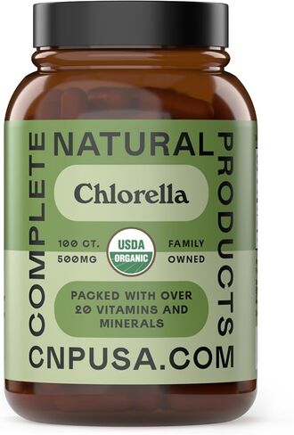 Complete Natural Products Organic Chlorella Capsules, 500mg, 100ct, Pure Green Algae Superfood, Detox & Immune Support, Vitamin B12 & Chlorophyll Rich, Plant-Based, Vegan, Non-GMO in Saudi Arabia